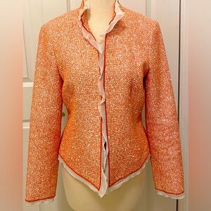 Orange, White and Silver Metallic Woven Doncaster Jacket, size 6
